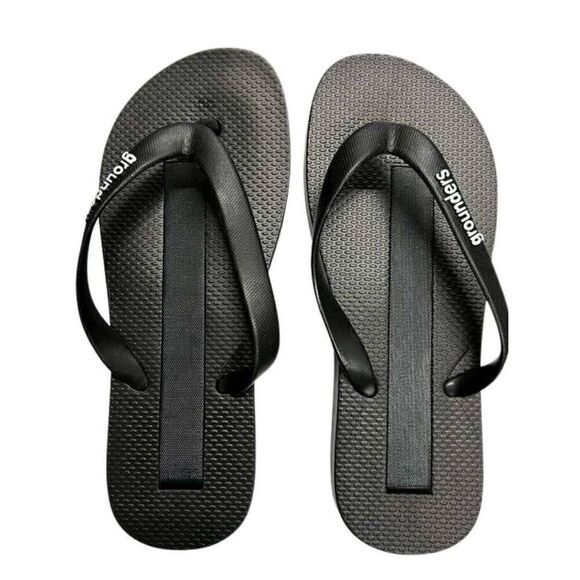 EARTHING GROUNDERS BLACK GROUNDING FLIP FLOPS SANDALS WOMENS SIZE 8 EUR 38 NEW - Picture 1 of 5